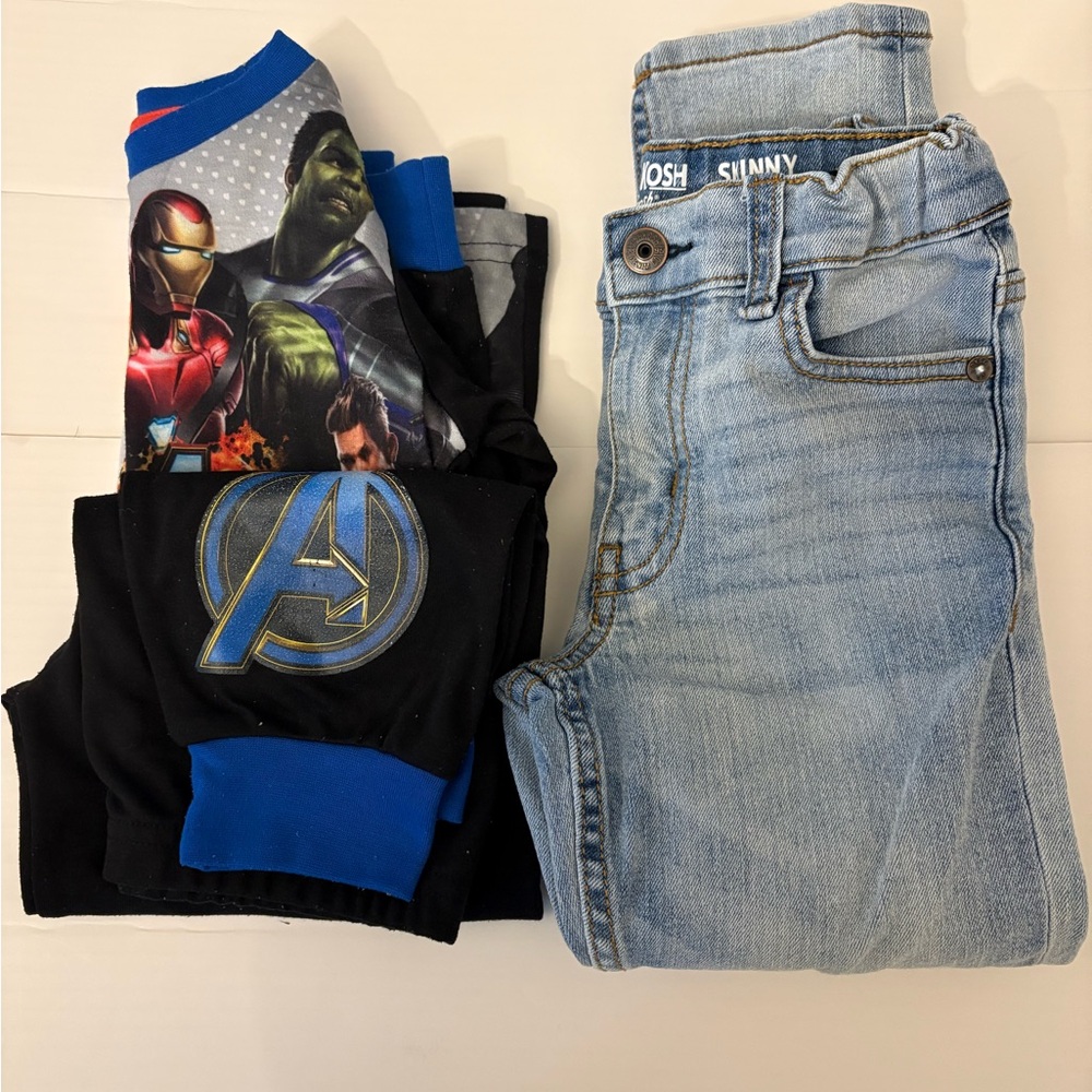 Boys Marvel Avengers Outfit Bundle Jeans Set 6R Blue Black Graphic Outfit Kids